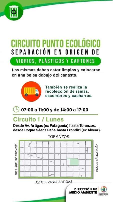 Circuito Punto Ecológico este lunes